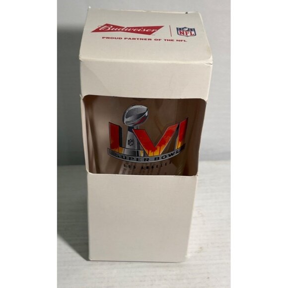 Super Bowl LVI Los Angeles Clear Glass With Original Box Budweiser Football - Picture 2 of 9